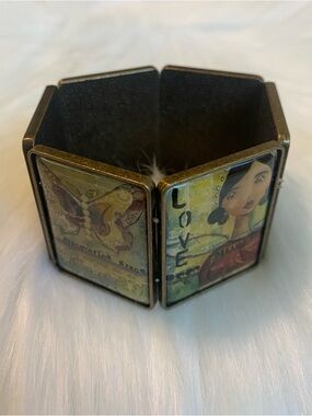🍀VTG Kelly Rae Robert’s Hexagon Stretch Bracelet - Yellow, Green, Brown